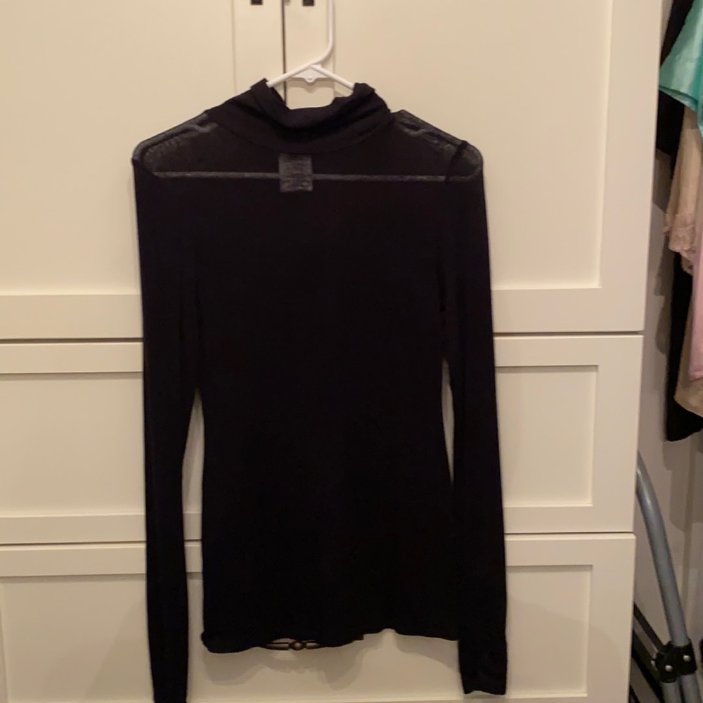 BCBG Sheer Black Mock Turtleneck, size M